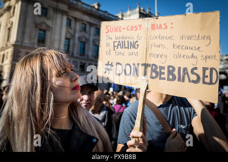 London, UK. 20th October, 2018. People’s Vote March. Hundreds of thousands take part in the People’s Vote March for the Future to demand a vote on the final Brexit deal. Credit: Guy Corbishley / Alamy Live News