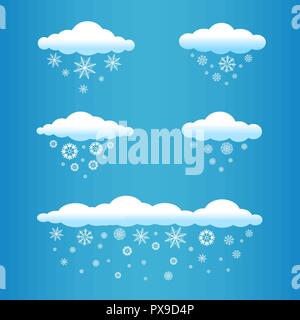 cartoon clouds with snow falls Stock Vector