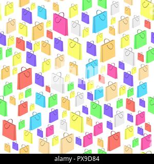 Colorful Shopping Paper Bags Seamless Pattern Stock Vector