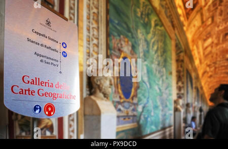 Impressive Gallery of the geographical maps in Vatican museums Stock Photo