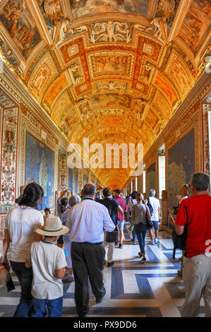 Impressive Gallery of the geographical maps in Vatican museums Stock Photo