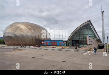 The Glasgow Science Centre and IMAX Cinema at Pacific Quay on the River Clyde Waterfront in Glasgow, Scotland, UK Stock Photo