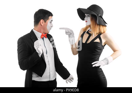 Woman is pointing at man Stock Photo
