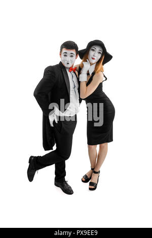 Funny mimes on white Stock Photo