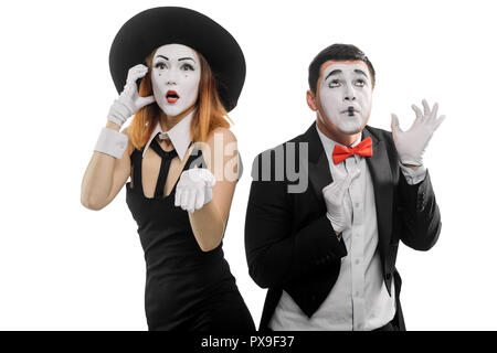 Mimes talking on the phone Stock Photo