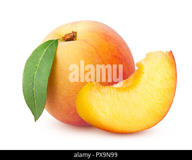 Peach isolated on white background, clipping path, full depth of field Stock Photo