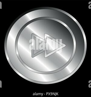 Icon Push Button Fast Forward Metallic - Vector Stock Vector