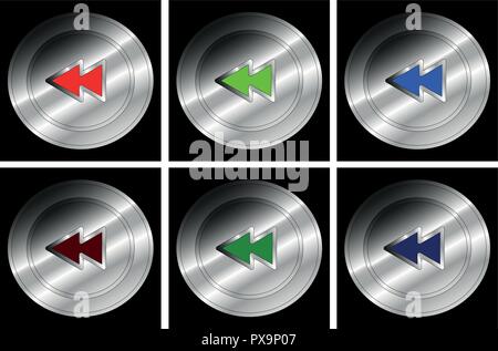 Set of push buttons for Fast Backward - Vector Stock Vector