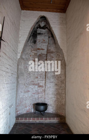 Fireplace in  Malmo Castle built in 1530s by King Christian III of Denmark. It is Scandinavia's oldest surviving Renaissance castle. Stock Photo