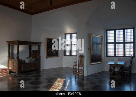 Bed chamber in  Malmo Castle built in 1530s by King Christian III of Denmark. It is Scandinavia's oldest surviving Renaissance castle. Stock Photo