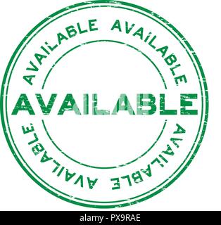 Grunge green available round rubber stamp on white background Stock Vector