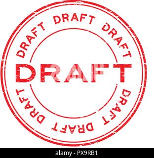 Grunge draft round rubber stamp on white background Stock Vector