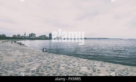 Baku, Azerbaijan, May 18, 2018. Embankment of the National Seaside Park, Baku Boulevard Stock Photo