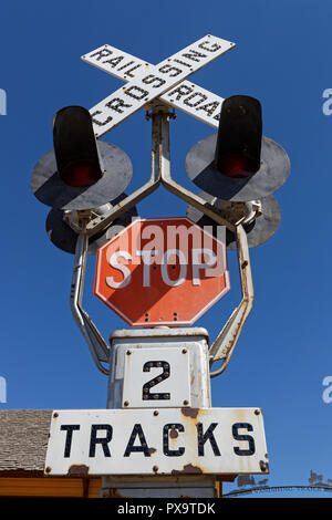 Railway crossing signalization Stock Photo