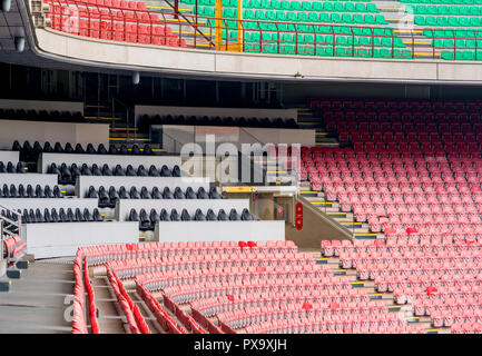 Visiting Giuseppe Meazza Arena. At the tribunes of San Siro Stock Photo