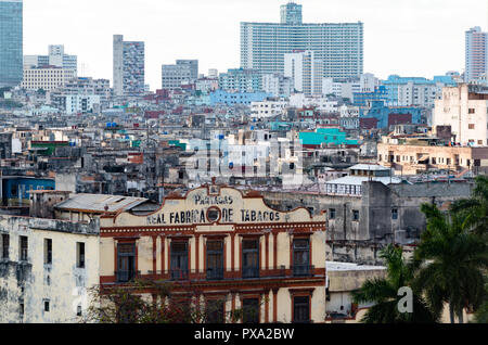 The center of Old Havana and harbor seen from above Stock Photo