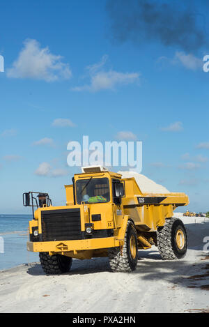 Redington Beach, Pinellas County, Florida, USA., Friday, 19th October, 2018, Beach Replenishment, Distributing the new, sand onto the beach, foreshore Stock Photo