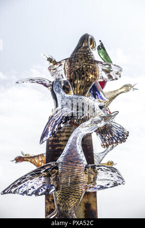 Birds, open-air glass installation, Murano, glass island, Venedig, Venice, Venetia, Italy Stock Photo