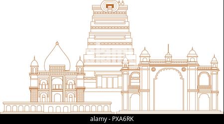 welcome india monuments landmark traditional vector illustration Stock Vector