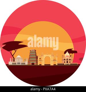 welcome india monuments landmark traditional vector illustration  Stock Vector