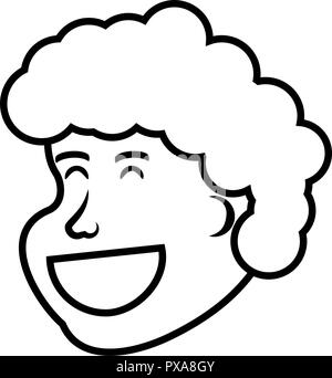 Happy cartoon boy head outline. Vector illustration for coloring book ...