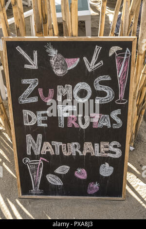 Zumos de Frutas Naturales, Beach of Roses, Costa Brava, Roses, Catalonia, Spain, Catalania Stock Photo