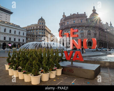 Piazza De Ferrari, Genoa, Liguria, Italy Stock Photo