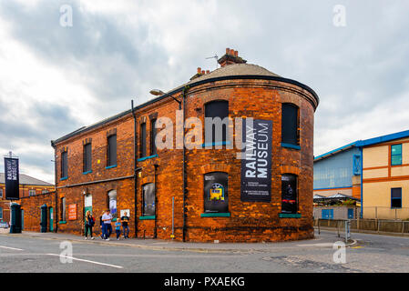 York Railway Museum building exterior with signages Stock Photo