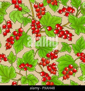 red currant pattern on color    background Stock Vector