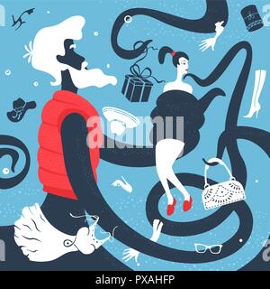 Man And Woman Relationship Concept Stock Vector