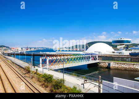 Aviles, Spain - July 4,2017: View of Niemeyer Center building in Aviles. The cultural center was designed by Brazilian architect Oscar Niemeyer. Stock Photo