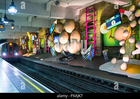 My Name is Lettie Eggysrub sculpture and artwork at Gloucester road underground station, London, UK Stock Photo