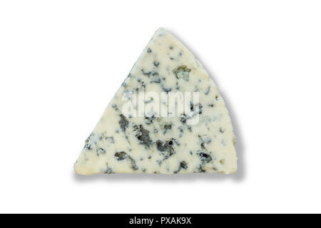 Roquefort cheese wedge top view photo isolated on a white background Stock Photo