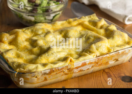 Layered pasta casserole dish - Baked lasagne close up Stock Photo