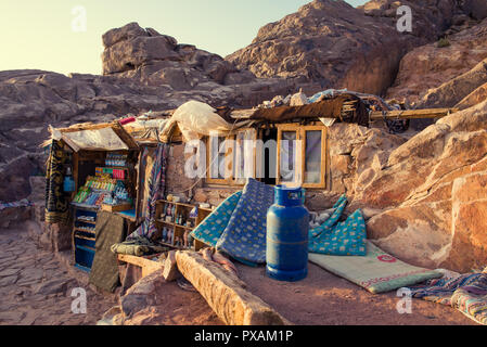 Bedouin cafe for tourists in Sinai. Stock Photo