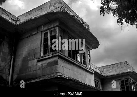 A Scary Balcony in black and white Stock Photo