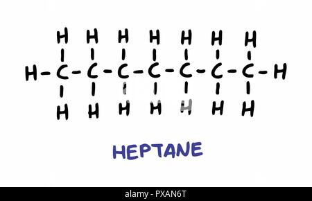 Heptane (n-heptane) alkane molecule. Skeletal formula Stock Vector ...