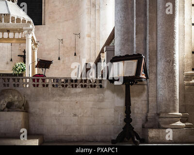 Beautiful Italian church of the Middle Ages. Indoor view Stock Photo