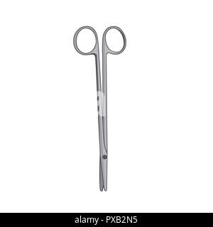 Surgical scissors isolated on white background. Medical scissors of Metzenbaum. Stock Vector