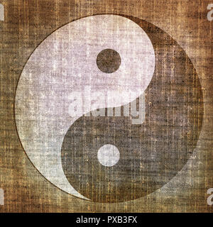 Grunge yin yang symbol background Stock Photo