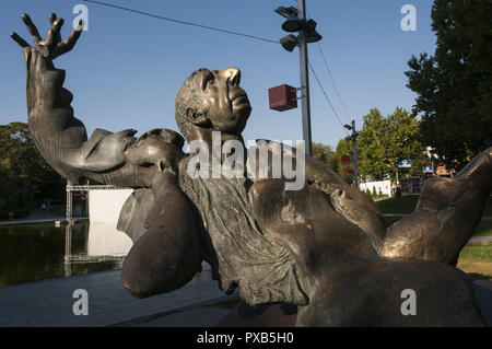 Armenia, Yerevan, Freedom Square, Swan Lake, Arno Babajanyan Statue Stock Photo