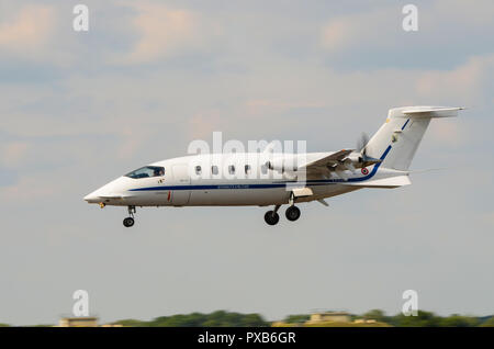 Piaggio P.180 Avanti of the Italian Aeronautica Militare. Italian executive transport aircraft with twin turboprop engines mounted in pusher props Stock Photo