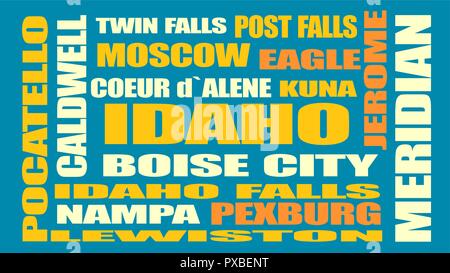 idaho state cities list Stock Vector