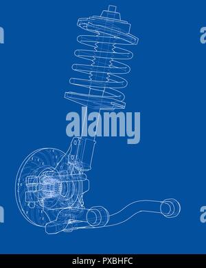 Car suspension with shock absorber Stock Vector