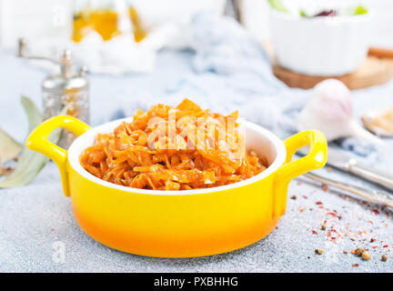 fried cabbage and mashed potato, stock photo Stock Photo