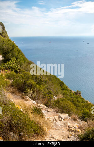 A footpath on the Rock of Gibraltar. Gibraltar is a British Overseas Territory located on the southern tip of Spain Stock Photo