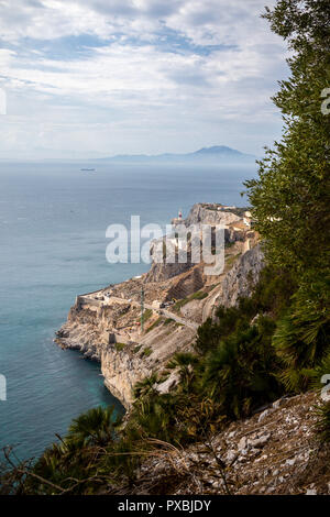 A footpath on the Rock of Gibraltar. Gibraltar is a British Overseas Territory located on the southern tip of Spain Stock Photo