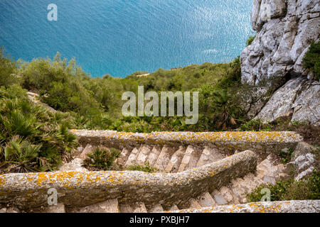 A footpath on the Rock of Gibraltar. Gibraltar is a British Overseas Territory located on the southern tip of Spain Stock Photo