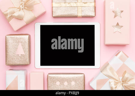 Online Shopping, Christmas Sale Concept. Boxing Day Sale Background. Stock Photo
