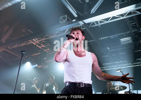 Liverpool, UK. 20th October 2018. Tom Grennan performs at the Liverpool O2 Academy on his UK tour, Liverpool 20/10/2018